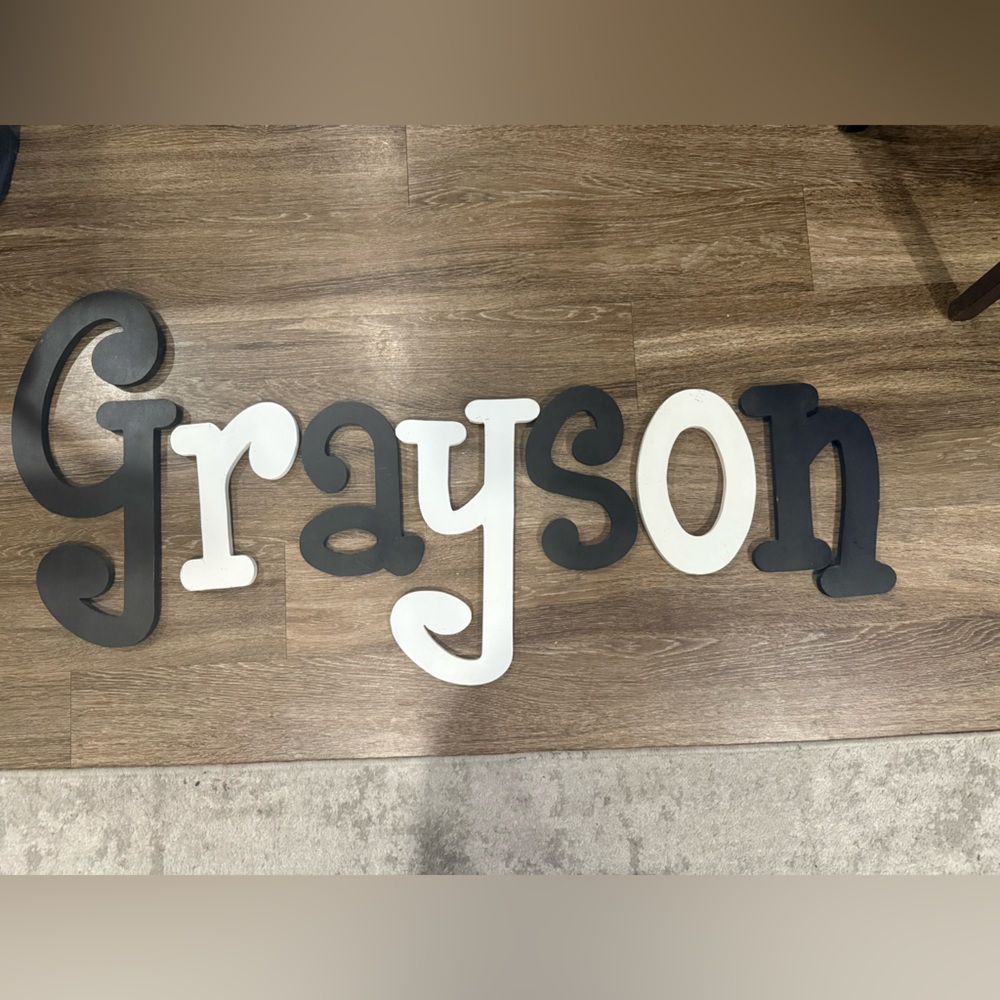 Etsy Grayson Black and White Wooden Wall Letters